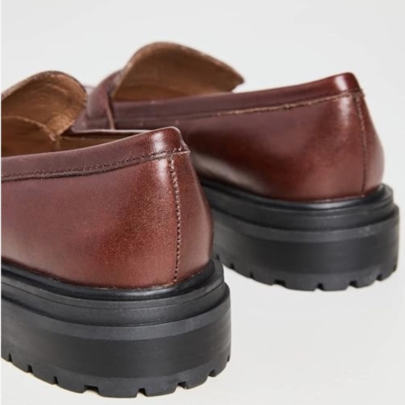 Madewell Woman 9.5 Leather Loafer Brown Bradley Chunky Lug Sole Block Heel Shoe - Picture 5 of 13